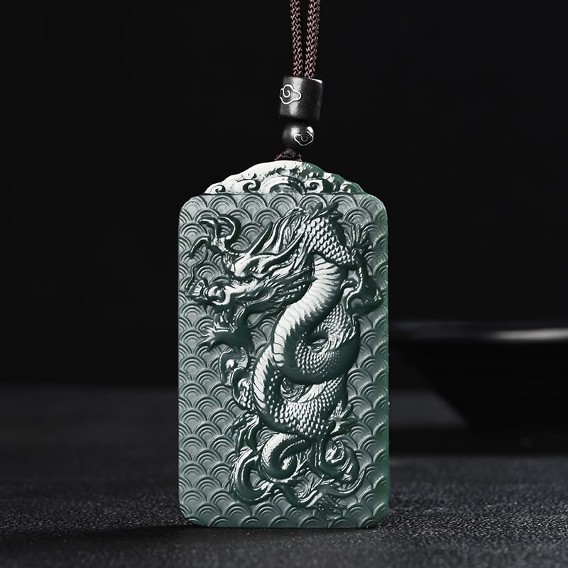 An Exquisite Cyan jade Dragon Pattern Pendant (1 of 5)