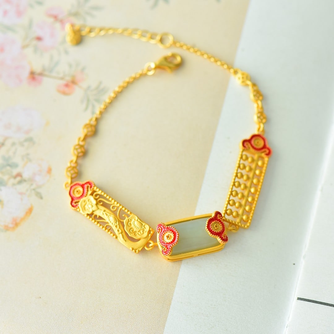 An Exquisite Sterling Silver Inlaid White Jade Bracelet: An Exquisite Sterling Silver Inlaid White Jade Bracelet,Size:0.3inx0.6in 纯银镶白玉手链