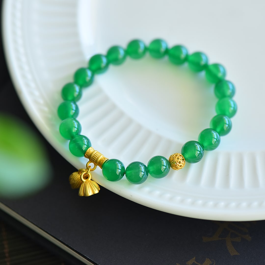 An Exquisite Sterling Silver-Gold Plated Inlaid Agate Bracelets (1 of 4)