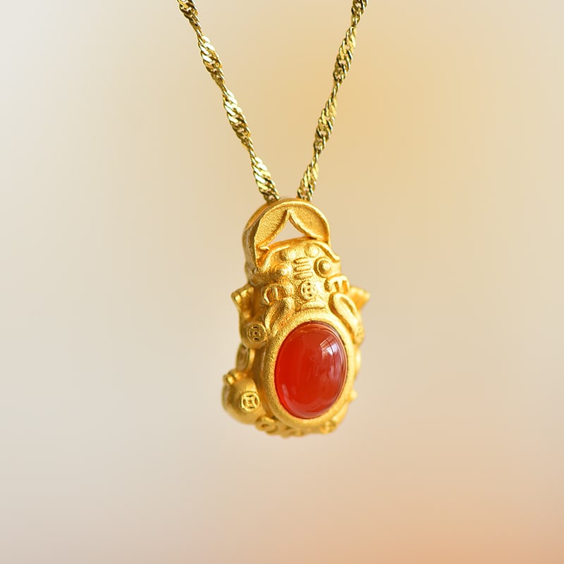 An Exquisite Sterling Silver-Gold Plated Inlaid Agate Pendant (1 of 5)