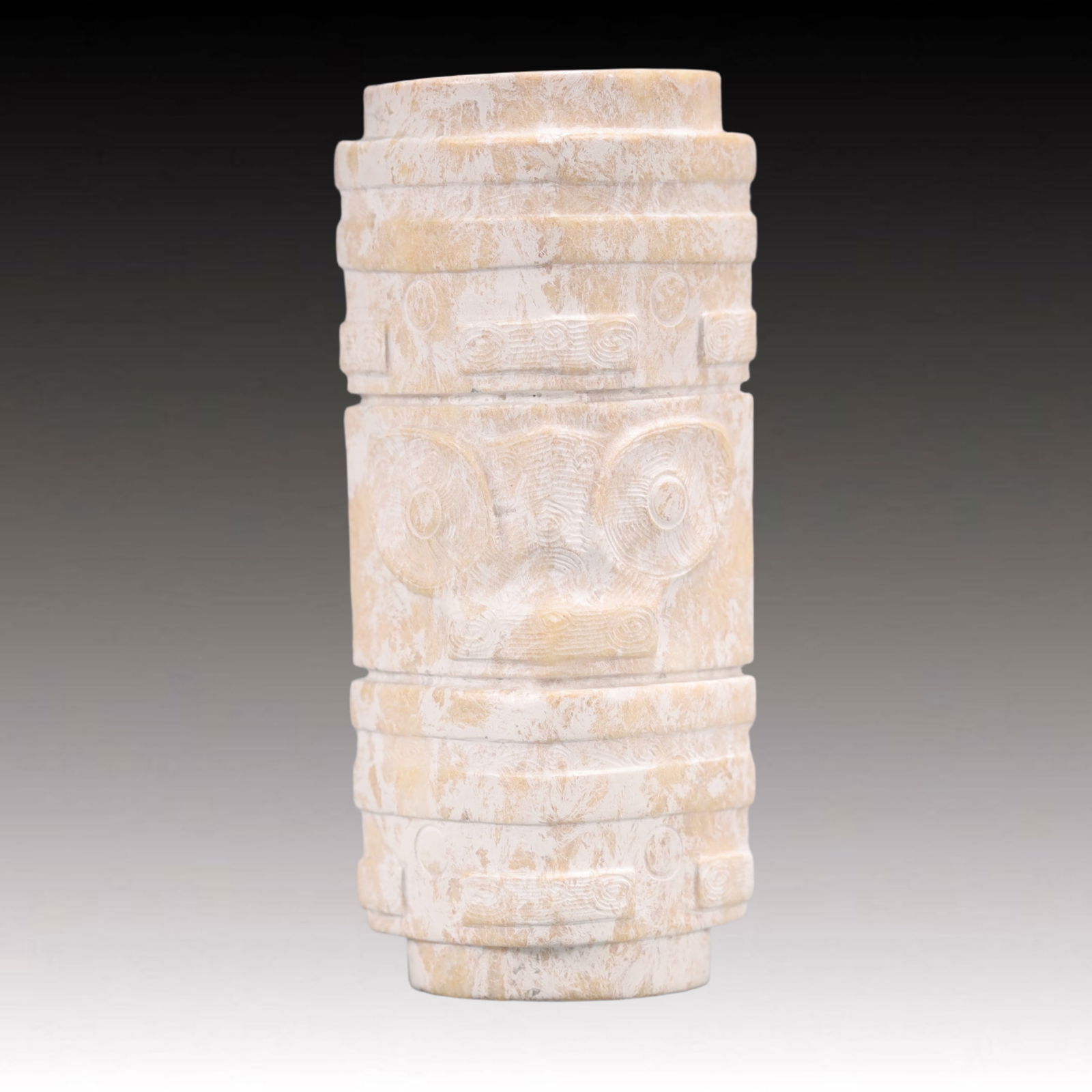 An Archaic Hongshan Culture White chicken bones Jade Cong (1 of 6)