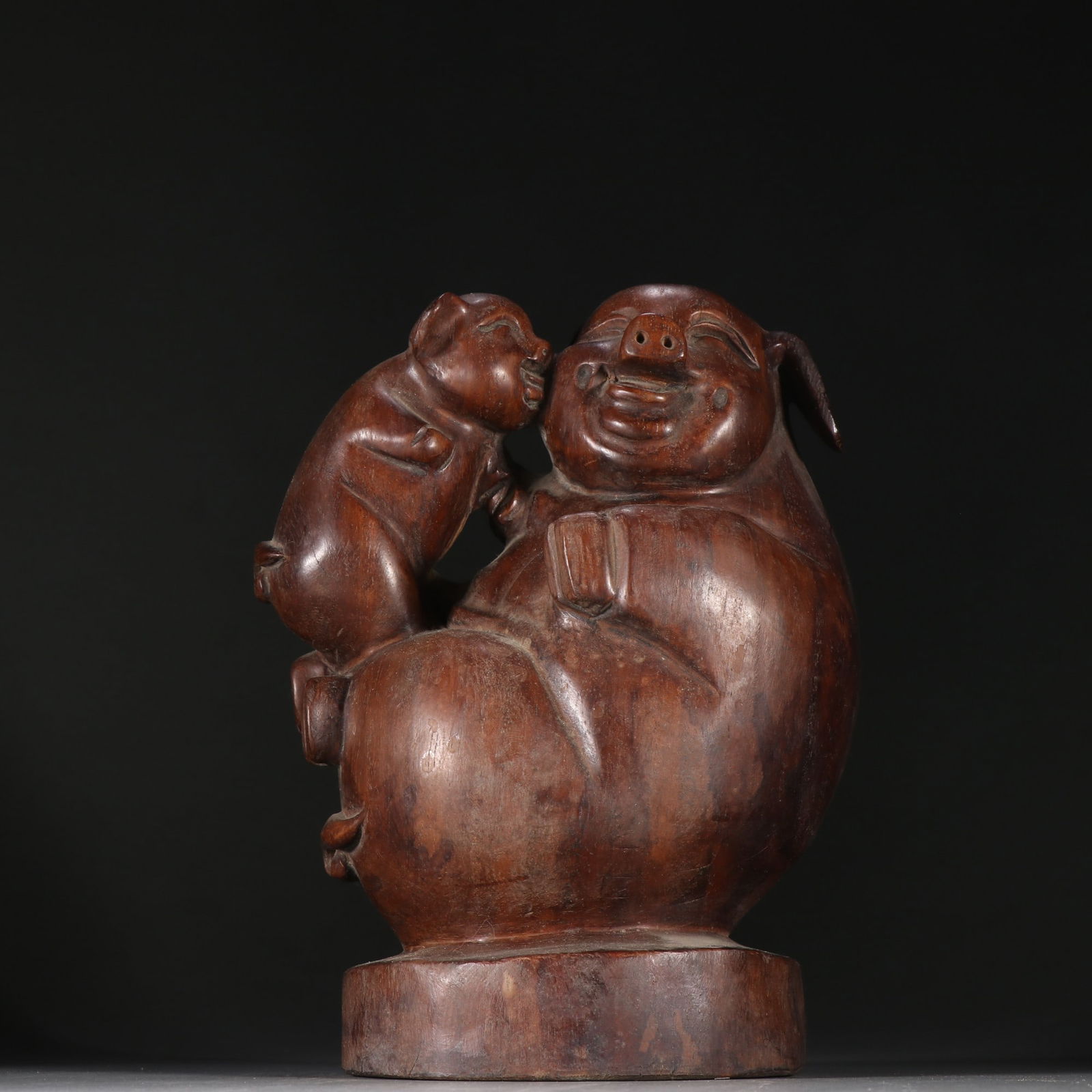 An Exquisite Redwood Pig Ornament (1 of 9)