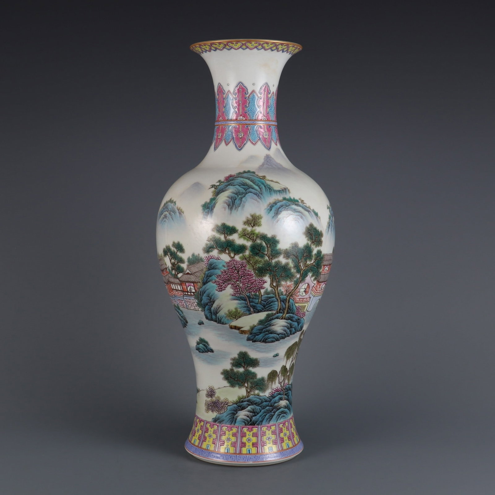 An Exquisite Famille-Rose Landscape Pattern Vase (1 of 9)