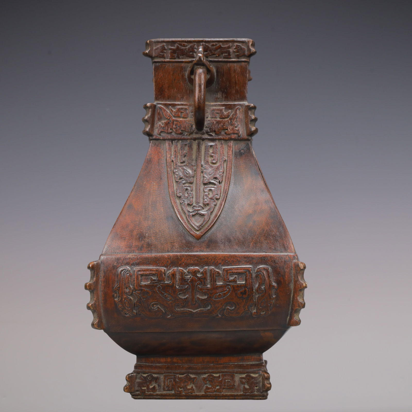 A Exquisite Eaglewood Beast-Face Pattern Double-Ears Vase - 5