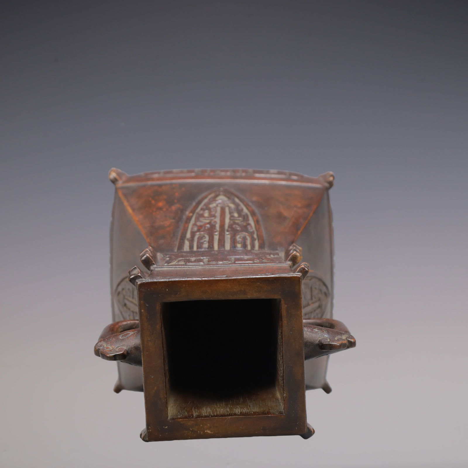 A Exquisite Eaglewood Beast-Face Pattern Double-Ears Vase - 8