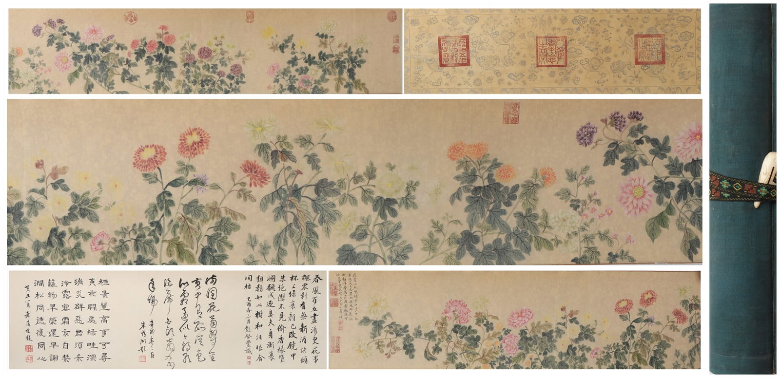 A Chinese Vertical Scroll Ink Painting of Flower on Silk (1 of 10)