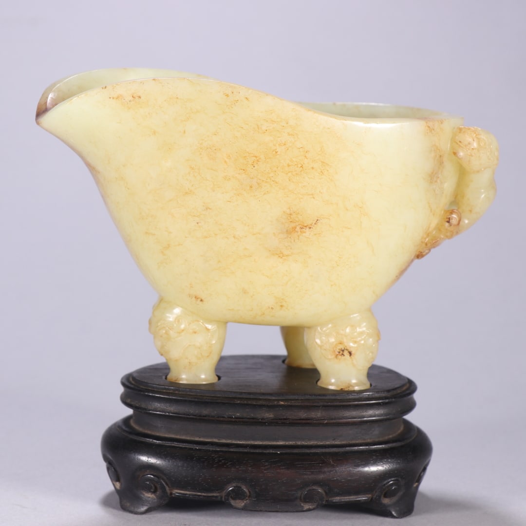 An Exquisite White Jade Chi-Dragon Pattern Cup - 4