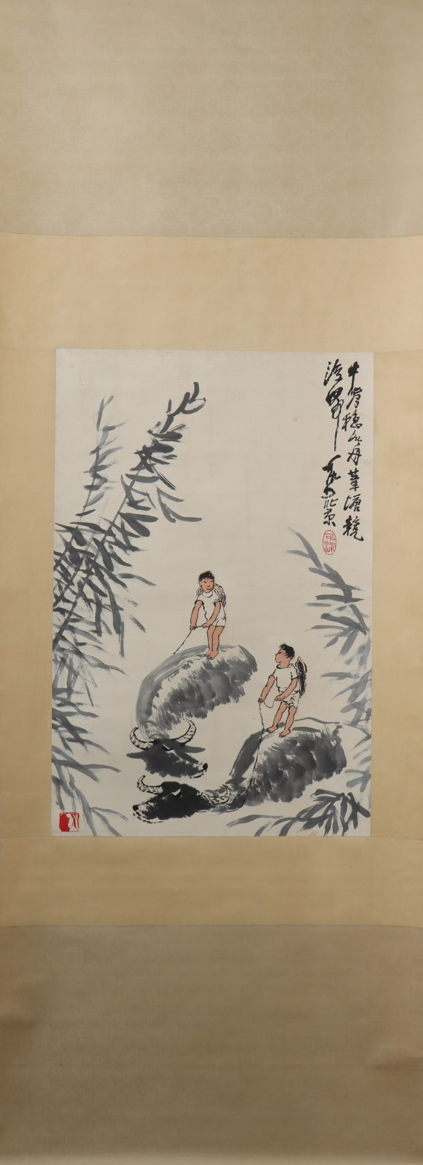 A Chinese Vertical Scroll Ink Painting of Character and Story on Paper (1 of 4)