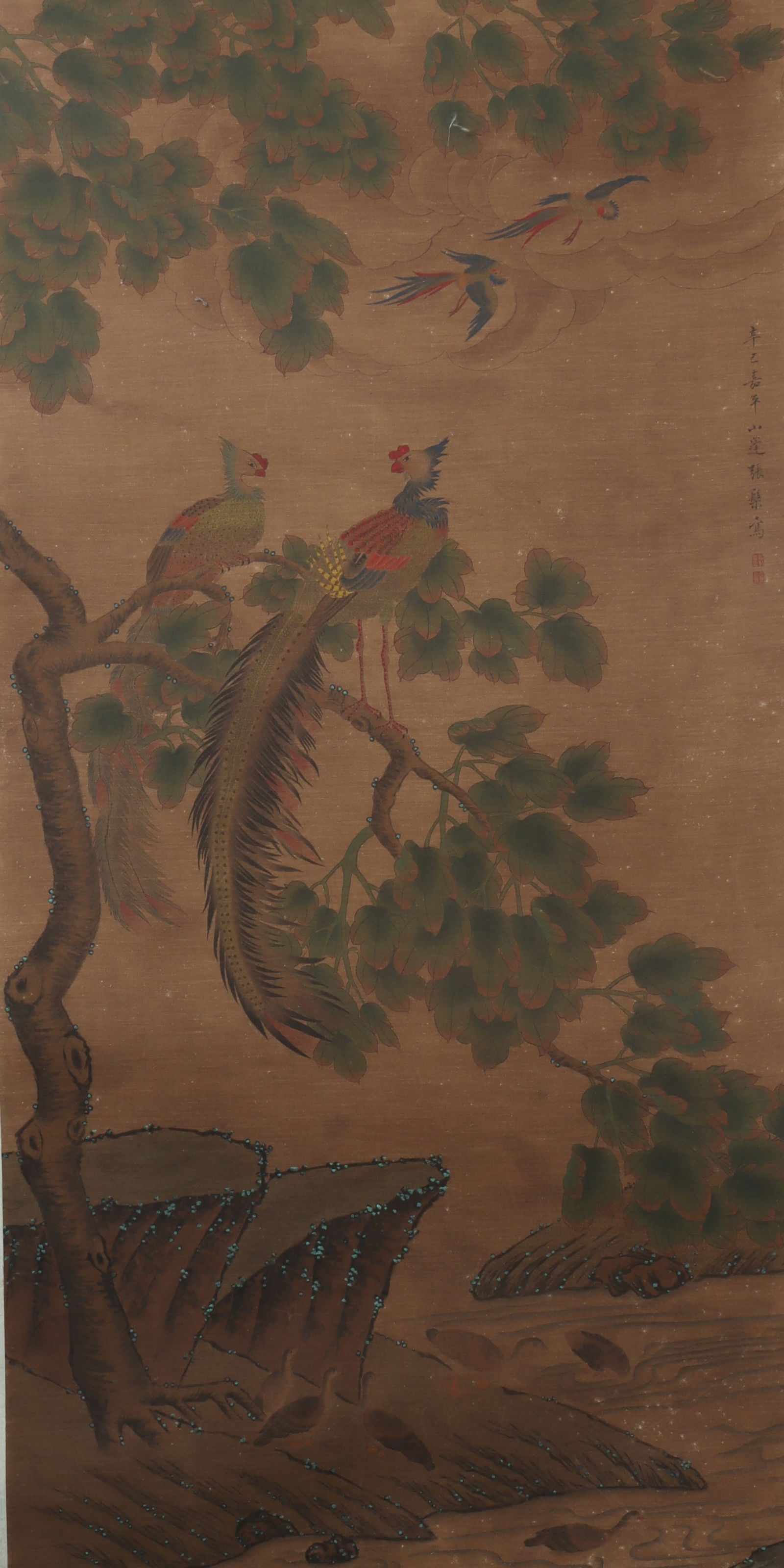 An Fabulous Chinese Ink Flower and Bird By Silk (1 of 4)