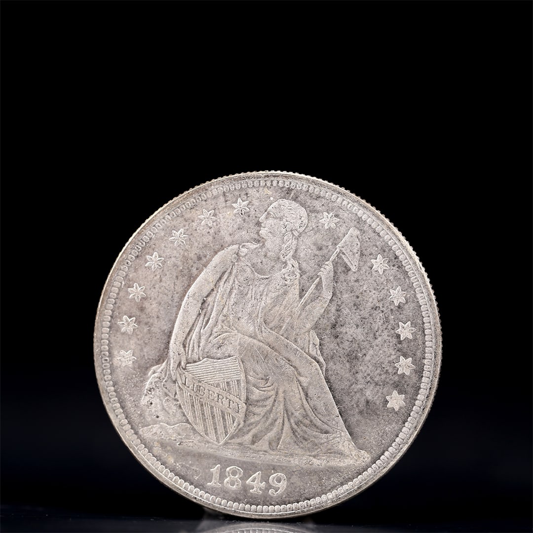 USA One Dollar 1849 Coin: American coin. IN GOD WE TRUST / LIBERTY / 1849 / UNITED STATES OF AMERICA / ONE DOL. Weight:26.9g.