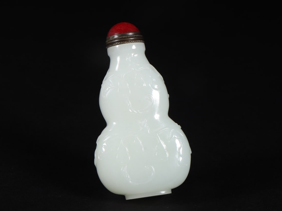 An Exquisite White Jade Melon and Fruit Pattern Snuff Bottle - 2