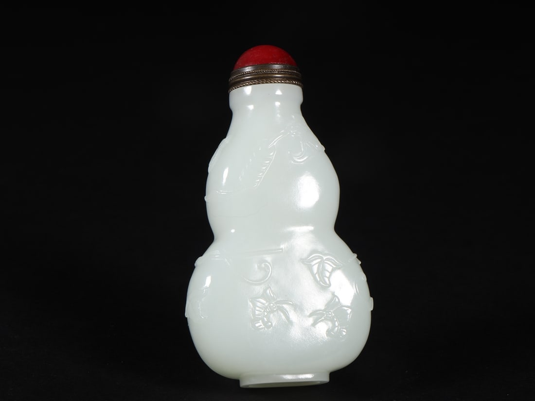 An Exquisite White Jade Melon and Fruit Pattern Snuff Bottle - 6