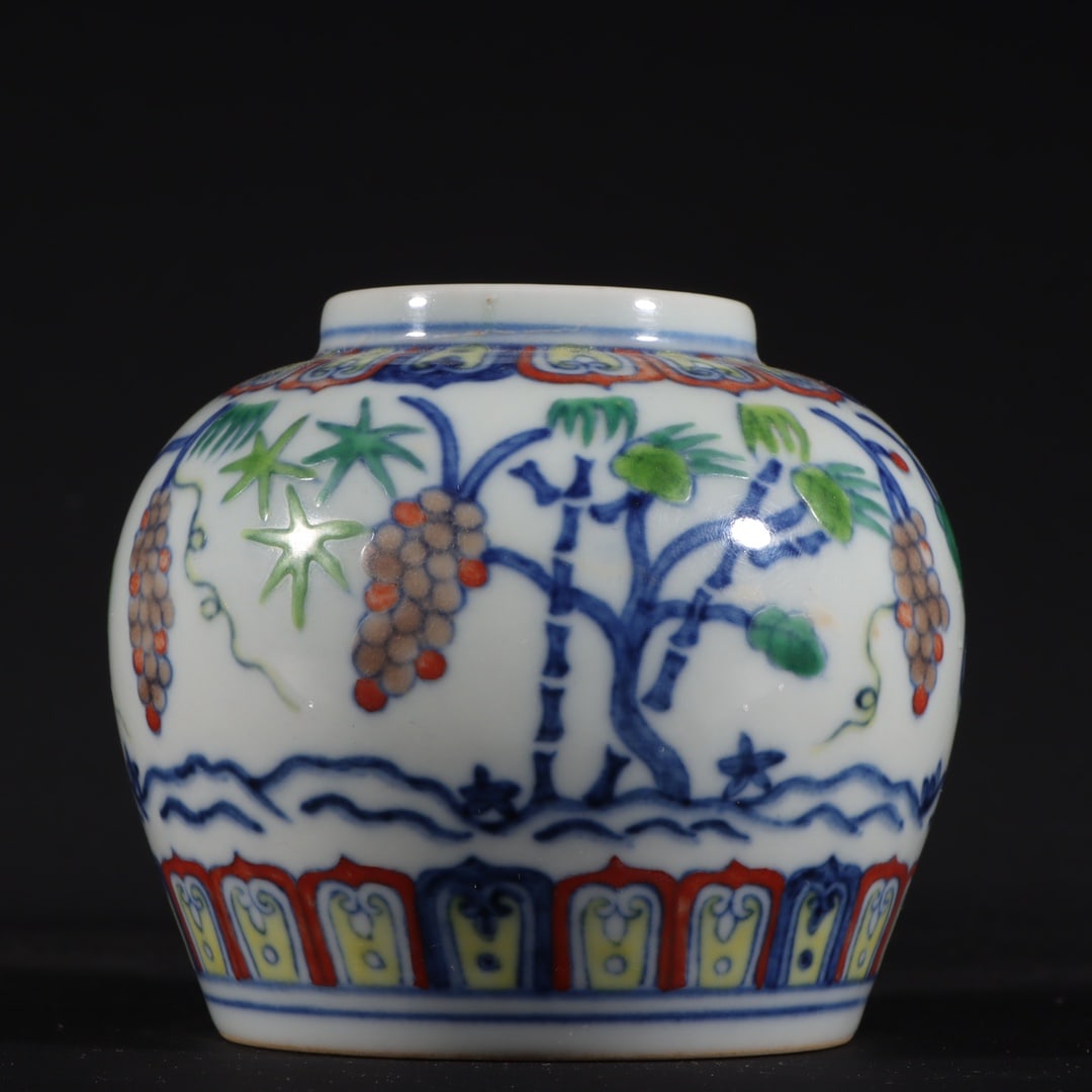 A Rare Doucai Grapes Pattern Jar - 3