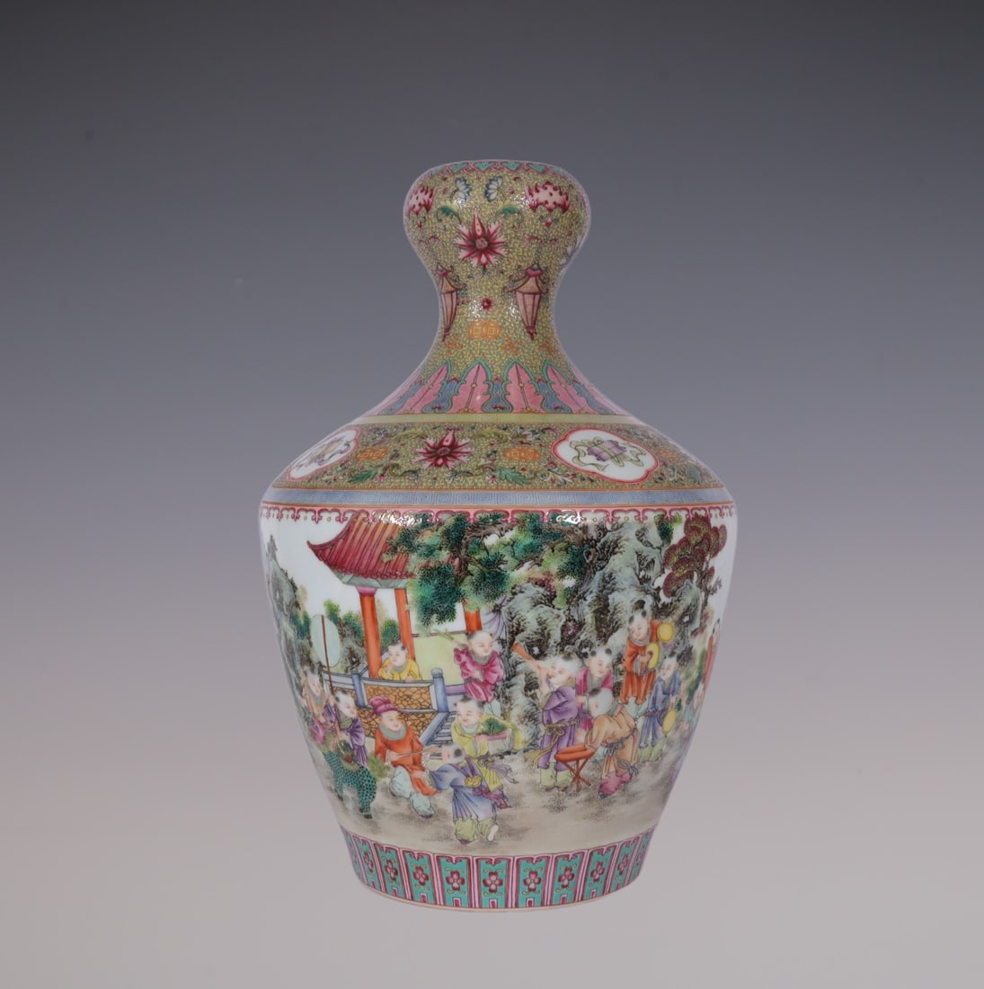 An Exquisite Famille-Rose Eight Treasures Pattern Character and Story Pattern Vase: An Exquisite Famille-Rose Eight Treasures Pattern Character and Story Pattern Vase Qing Dynasty, China Qianlong Four-character Mark