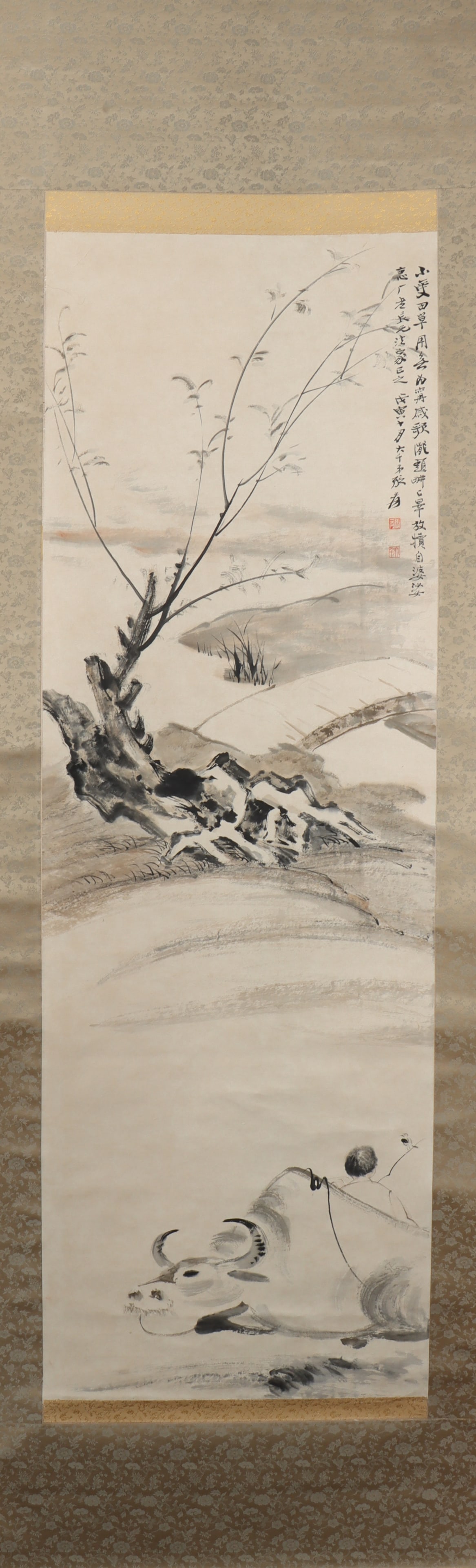 A Chinese Vertical Scroll Ink Painting of Character and Story on Paper (1 of 5)