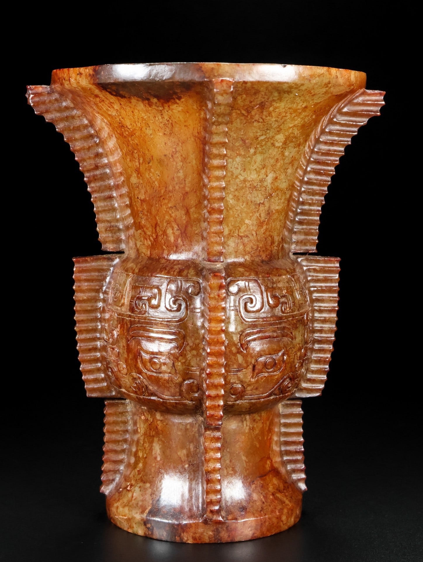 An Exquisite White Jade Beast-Face Pattern Goblet - 3