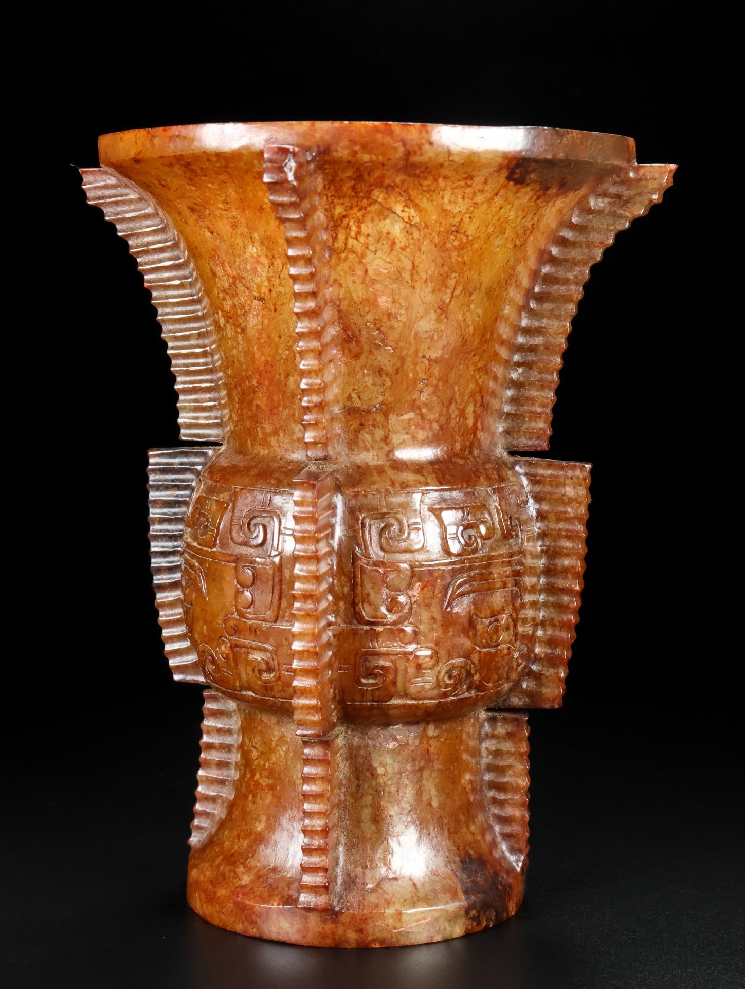 An Exquisite White Jade Beast-Face Pattern Goblet - 4
