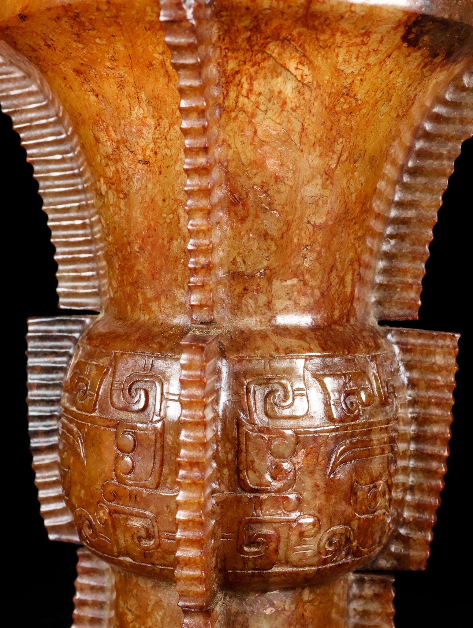 An Exquisite White Jade Beast-Face Pattern Goblet - 6