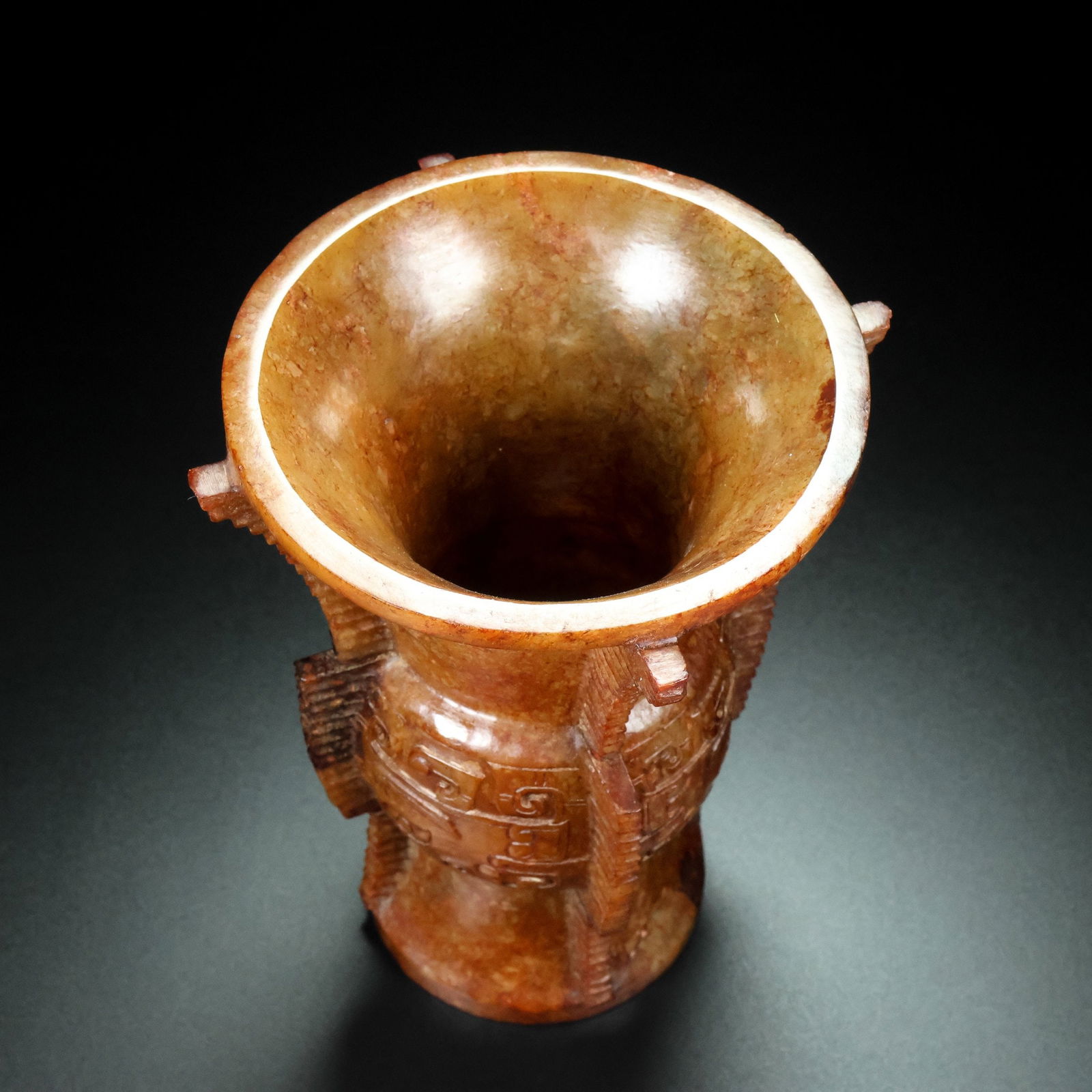 An Exquisite White Jade Beast-Face Pattern Goblet - 8