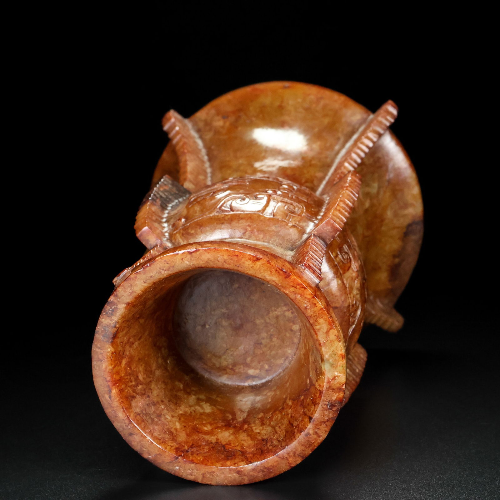 An Exquisite White Jade Beast-Face Pattern Goblet - 9