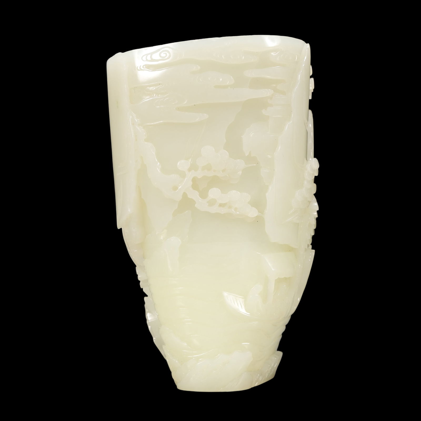 A Exquisite White Jade Pine Pattern Goblet - 2