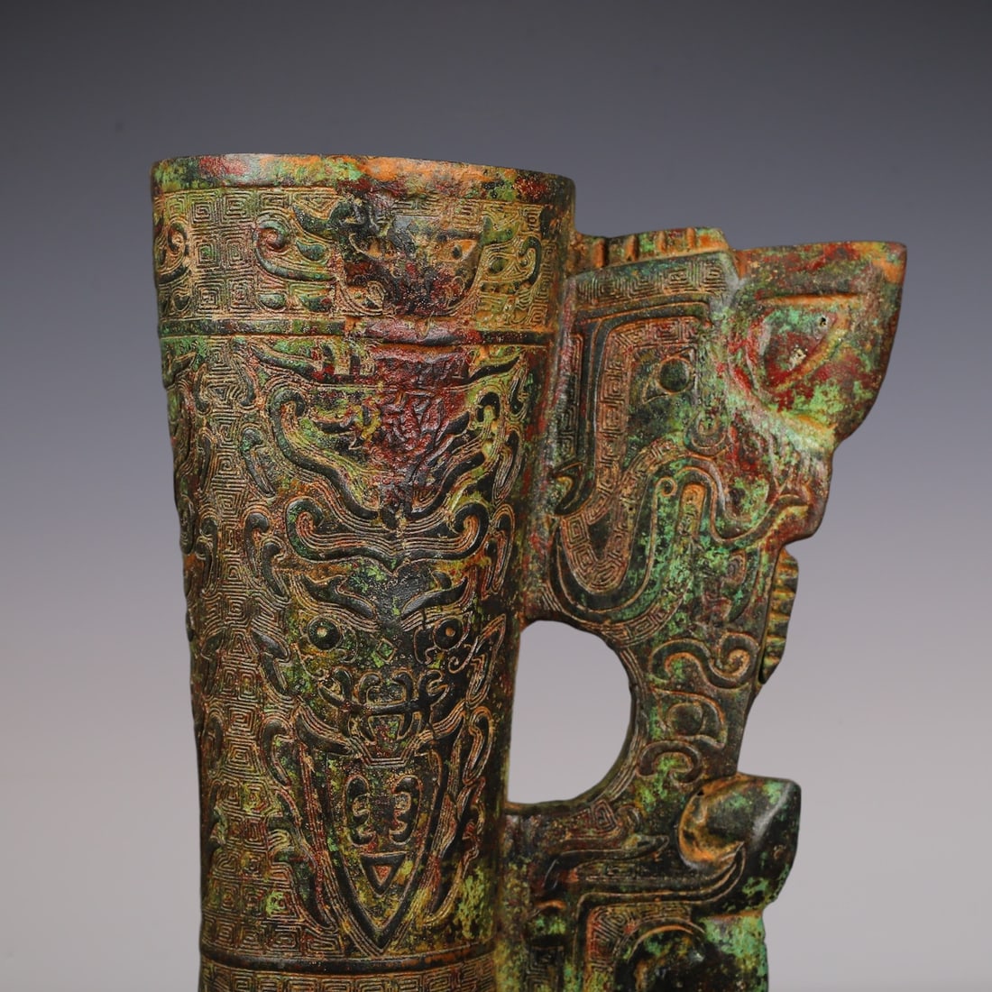 An Exquisite Bronze Beast-Face Pattern Cup - 2