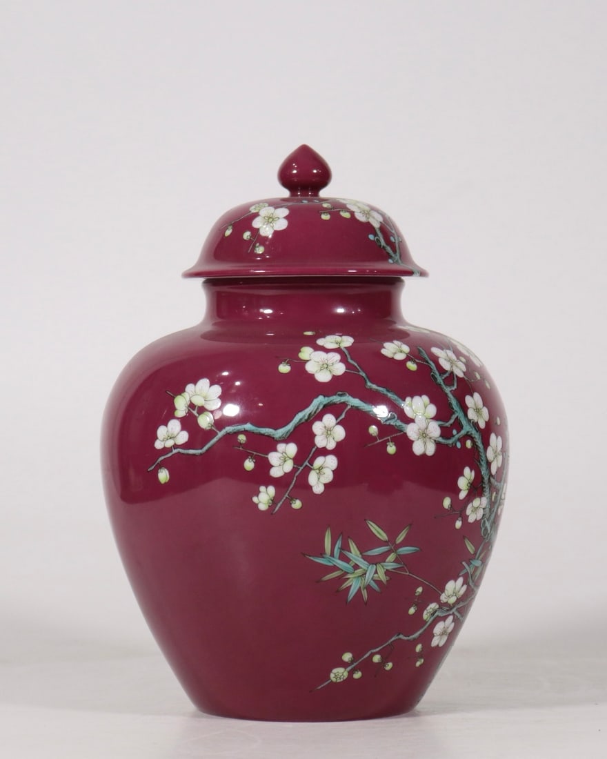 An Exquisite Ruby Red-Glazed Flower Pattern Jar - 4