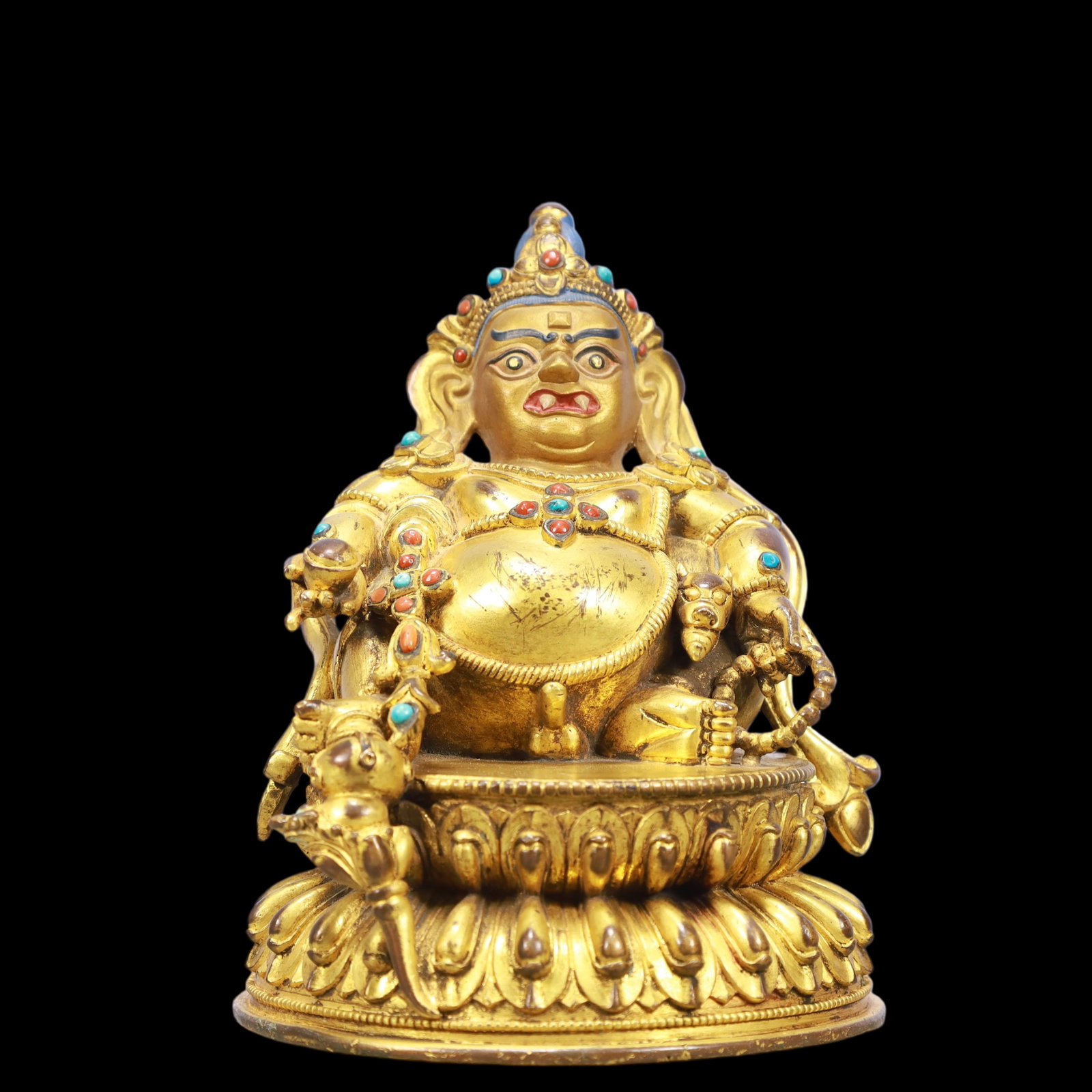 A Exquisite Gilt Bronze Statue of Mammon: A Exquisite Gilt Bronze Statue of Mammon Ming Dynasty, China Size:4.7inx6.1in Weight:1600g铜鎏金财神 中国明代 Size:12cmx15.5cm Weight:1600g