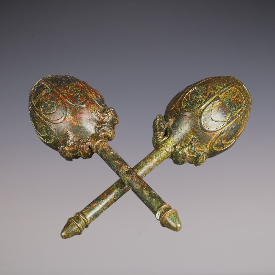 An Exquisite Bronze With Inscription Ornament: An Exquisite Bronze With Inscription Ornament Han Dynasty, China Size:5.5inx18.5in Weight:8550g青铜铭文铜锤 中国汉代 Size:14cmx47cm