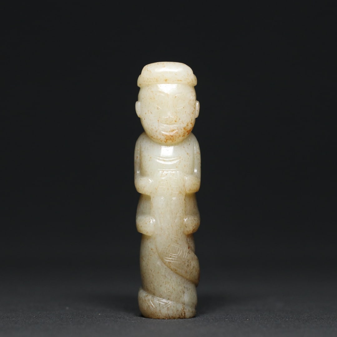 An Exquisite White Jade Dragon Pattern Figure Pendant: An Exquisite White Jade Dragon Pattern Figure Pendant Han Dynasty, China Size:3inx0.8in