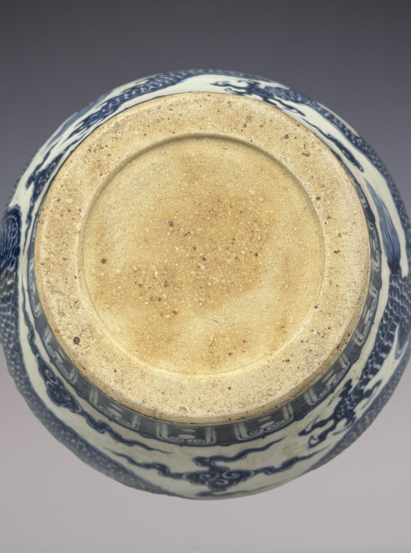 An Exquisite Blue and White Dragon Pattern Beast-Face Pattern Jar - 9