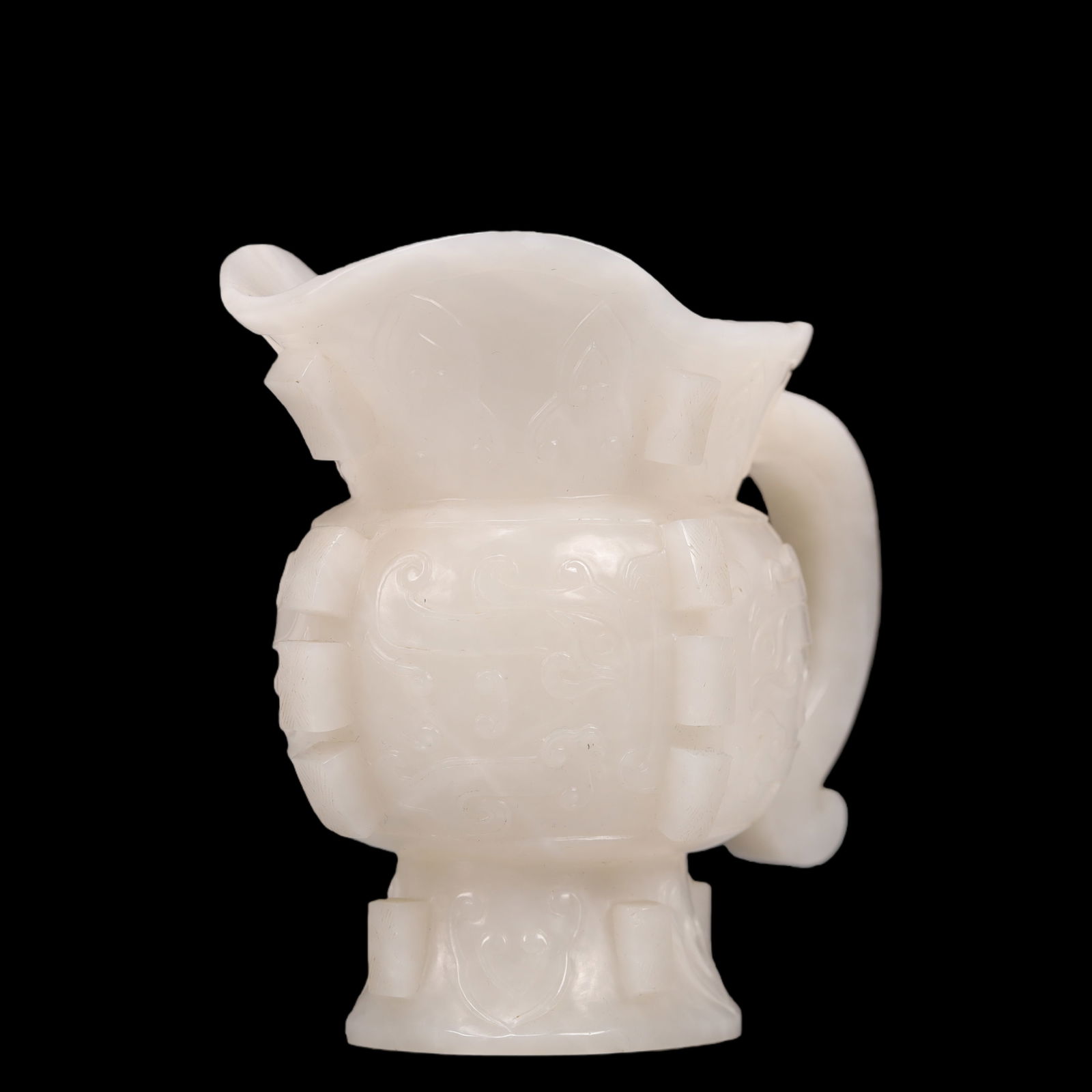 An Exquisite White Jade Beast-Face Pattern Goblet - 2