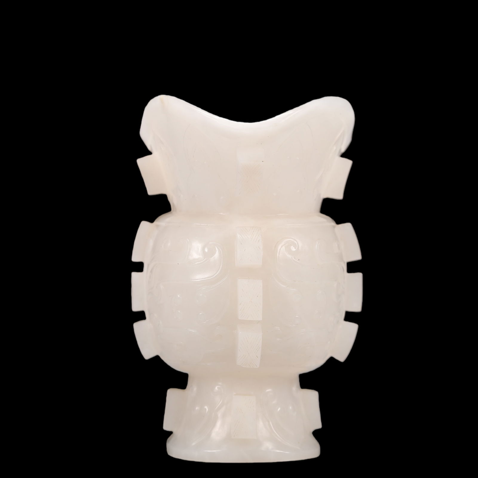 An Exquisite White Jade Beast-Face Pattern Goblet - 3