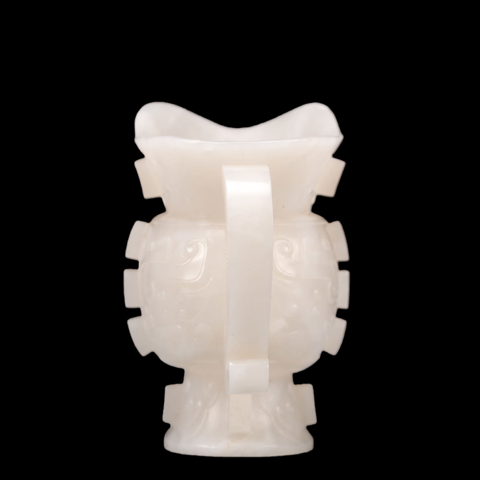 An Exquisite White Jade Beast-Face Pattern Goblet - 6