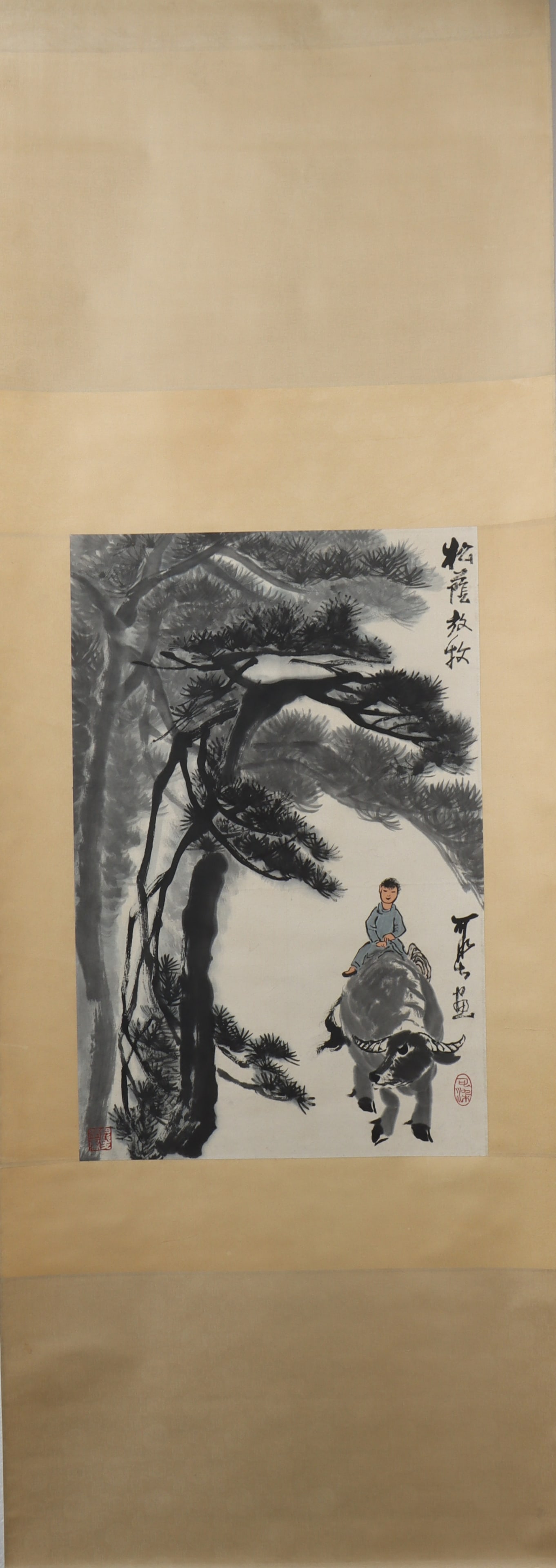 A Chinese Vertical Scroll Ink Painting of Character and Story on Paper (1 of 5)