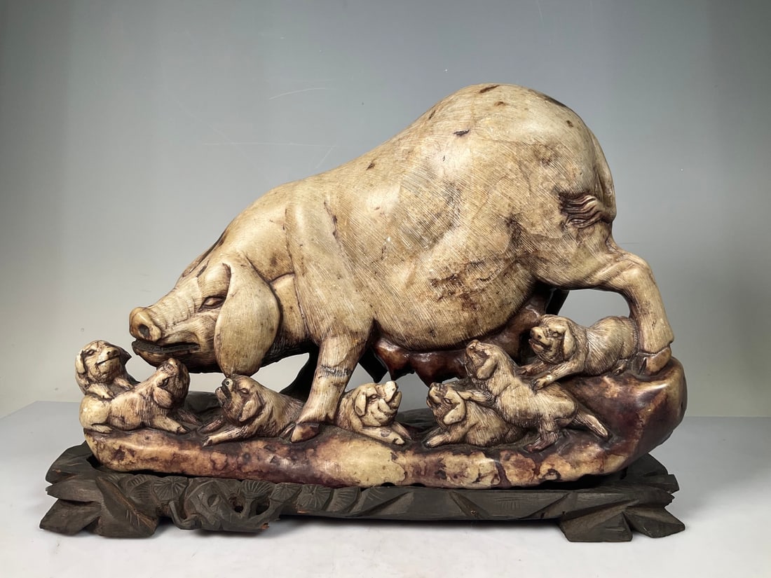 An Exquisite Qingtian Stone Pig Ornament (1 of 8)