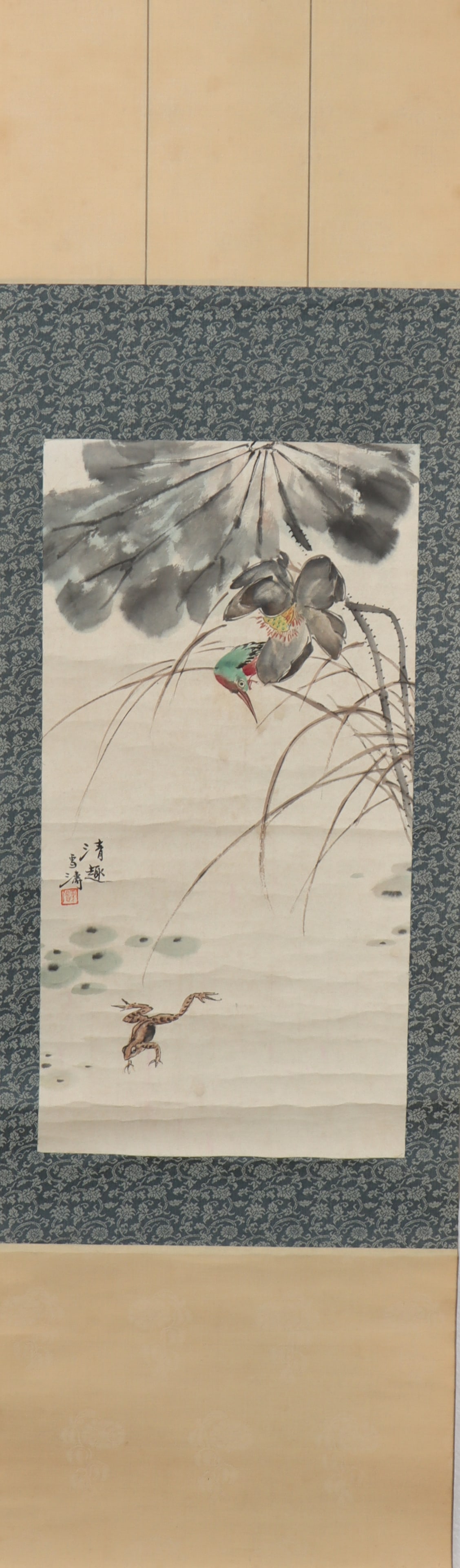 A Chinese Vertical Scroll Ink Painting of Flower and Bird on Paper (1 of 5)