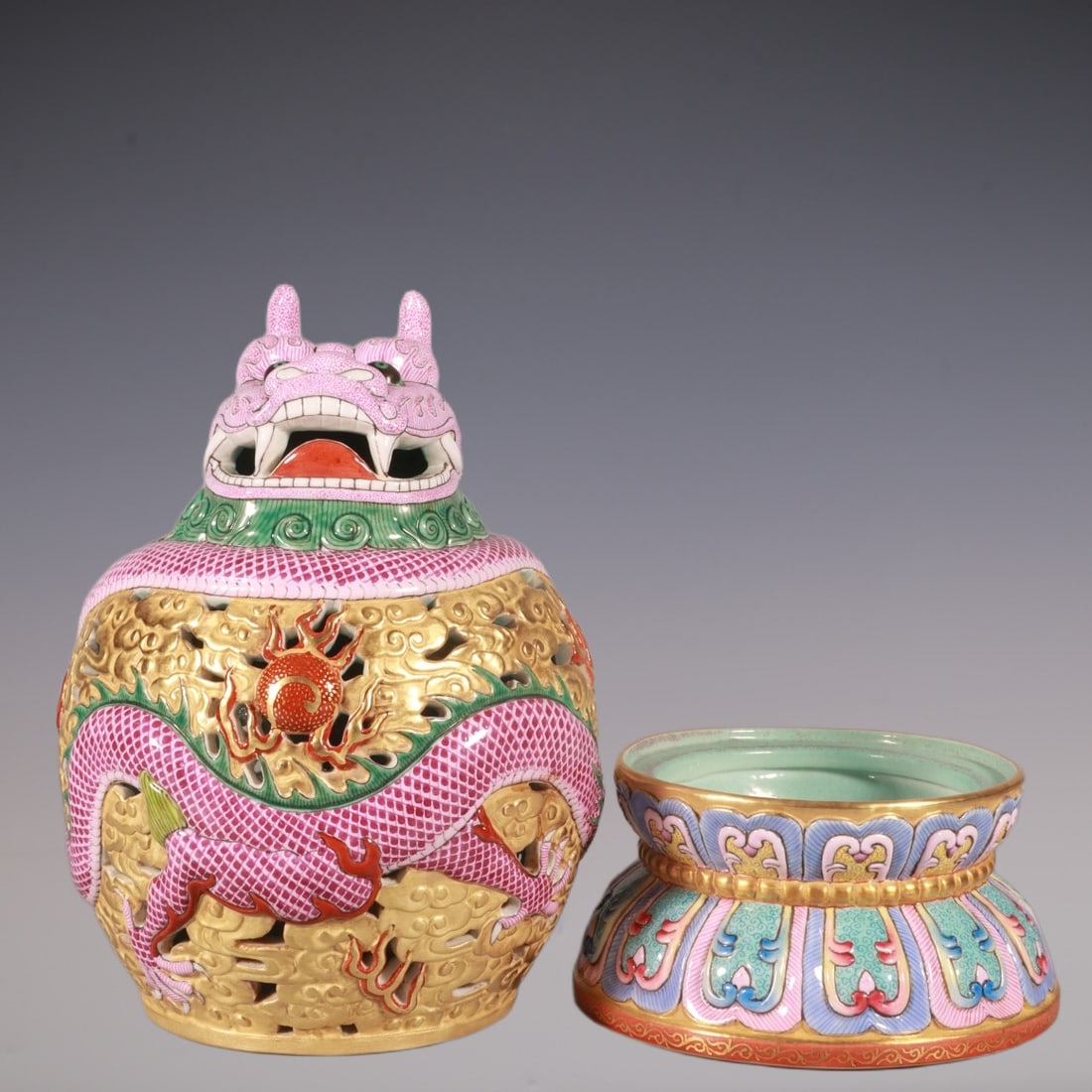 An Exquisite Enamel Dragon Pattern Censer - 2