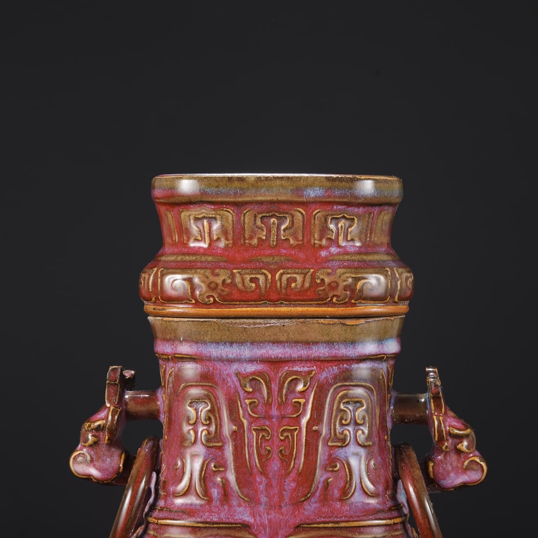 An Exquisite Jun yao Beast-Face Pattern Double-Ears Jar - 3
