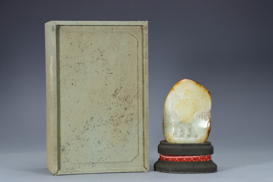 An Exquisite White Jade Character and Story Pattern Rockery Ornament: An Exquisite White Jade Character and Story Pattern Rockery Ornament Qing Dynasty, China Size:4.5inx3.5in