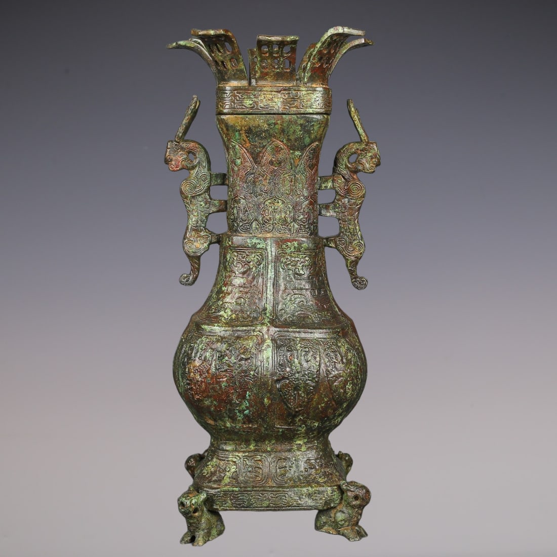 An Exquisite Bronze With Inscription Double-Ears Vase (1 of 9)