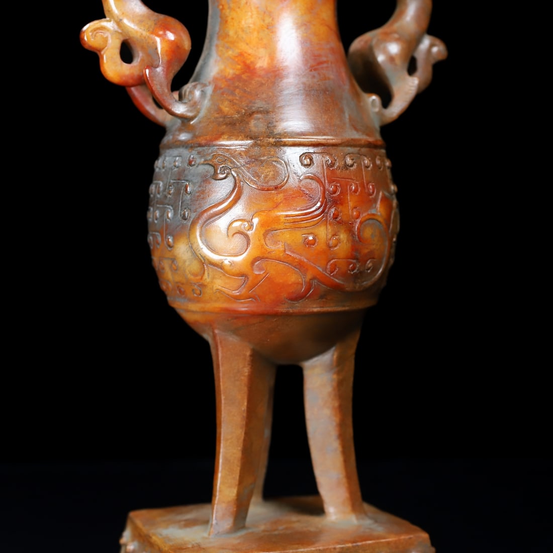 An Exquisite White Jade Dragon Pattern Double-Ears Vase - 8