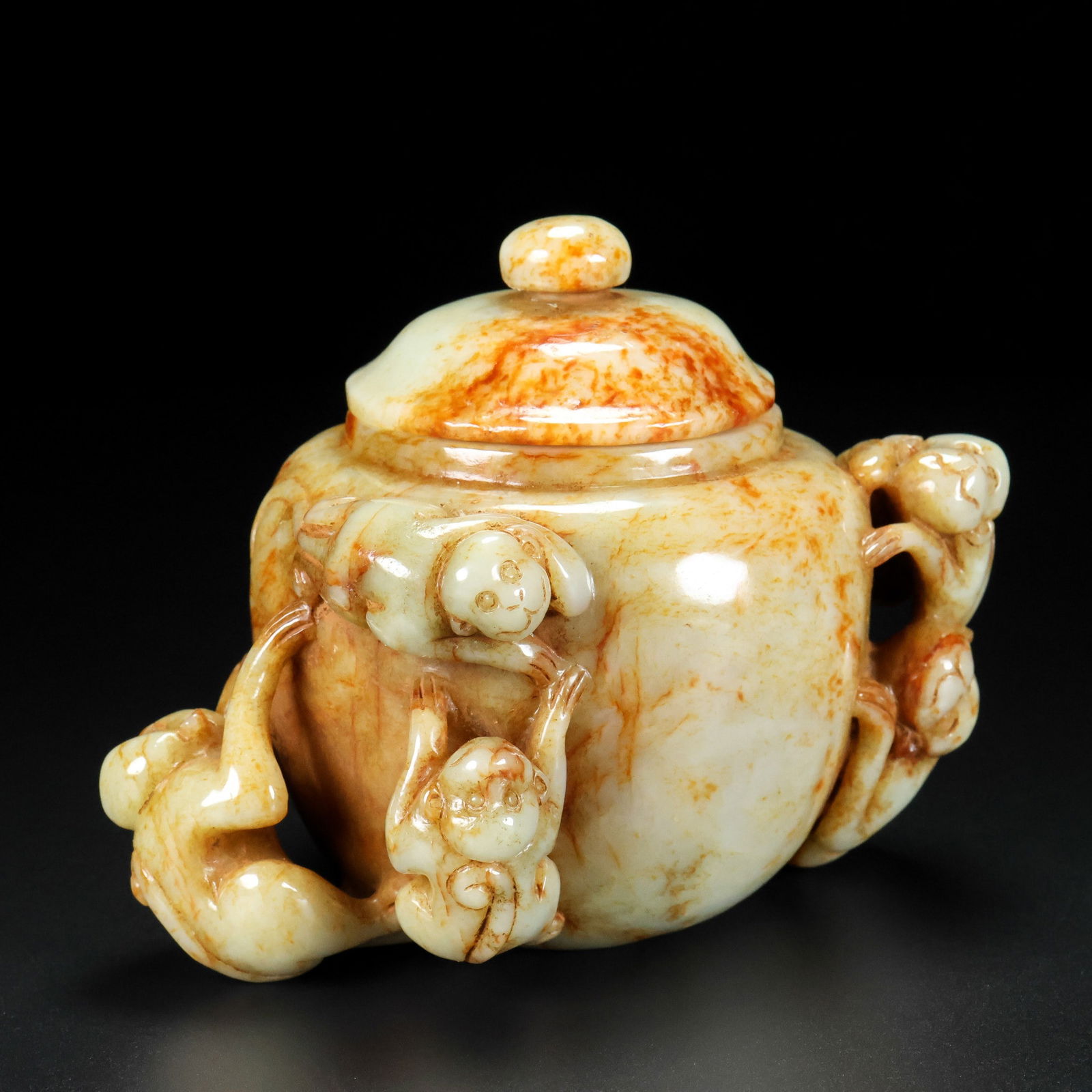 An Exquisite White Jade Monkey Pattern Censer - 3