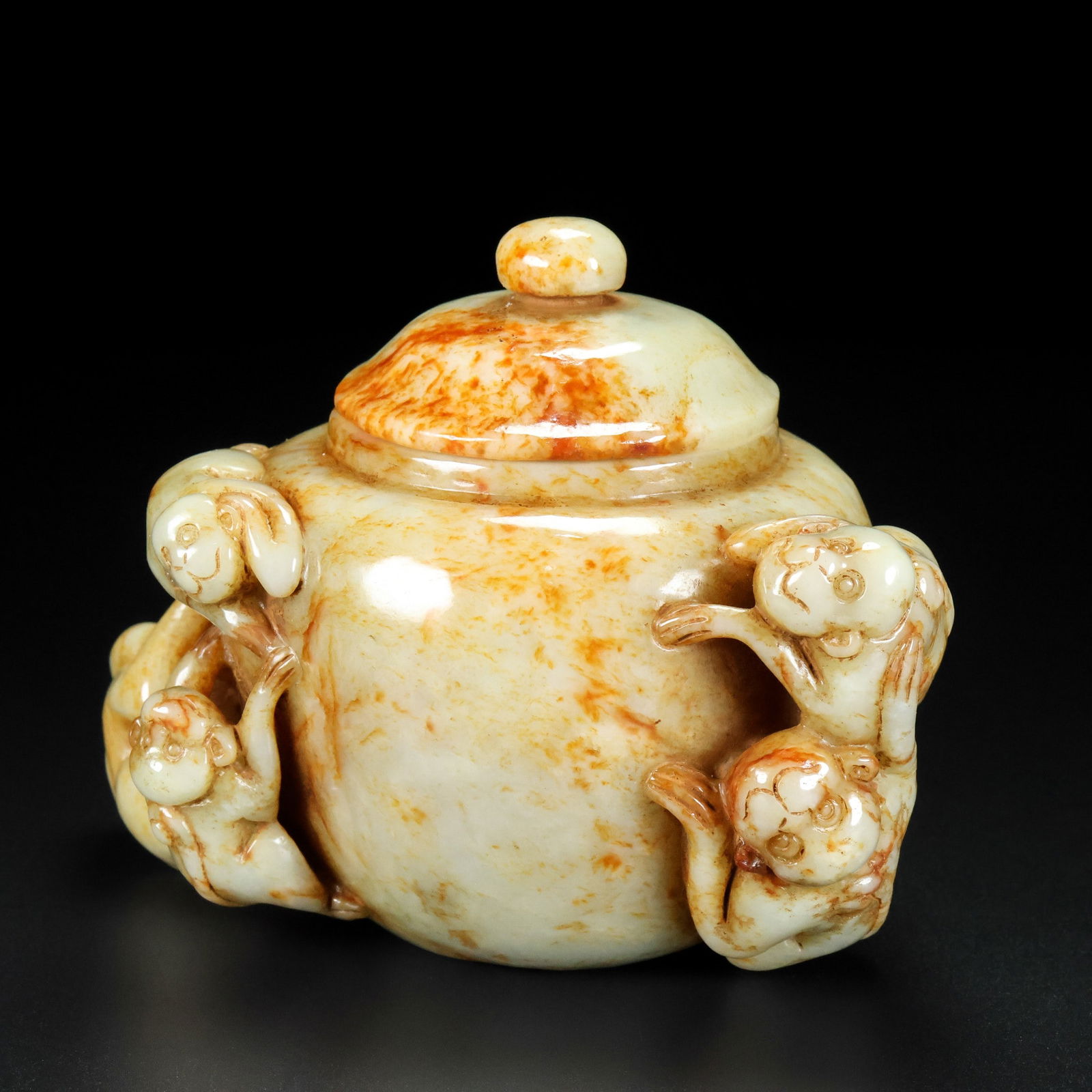 An Exquisite White Jade Monkey Pattern Censer - 4