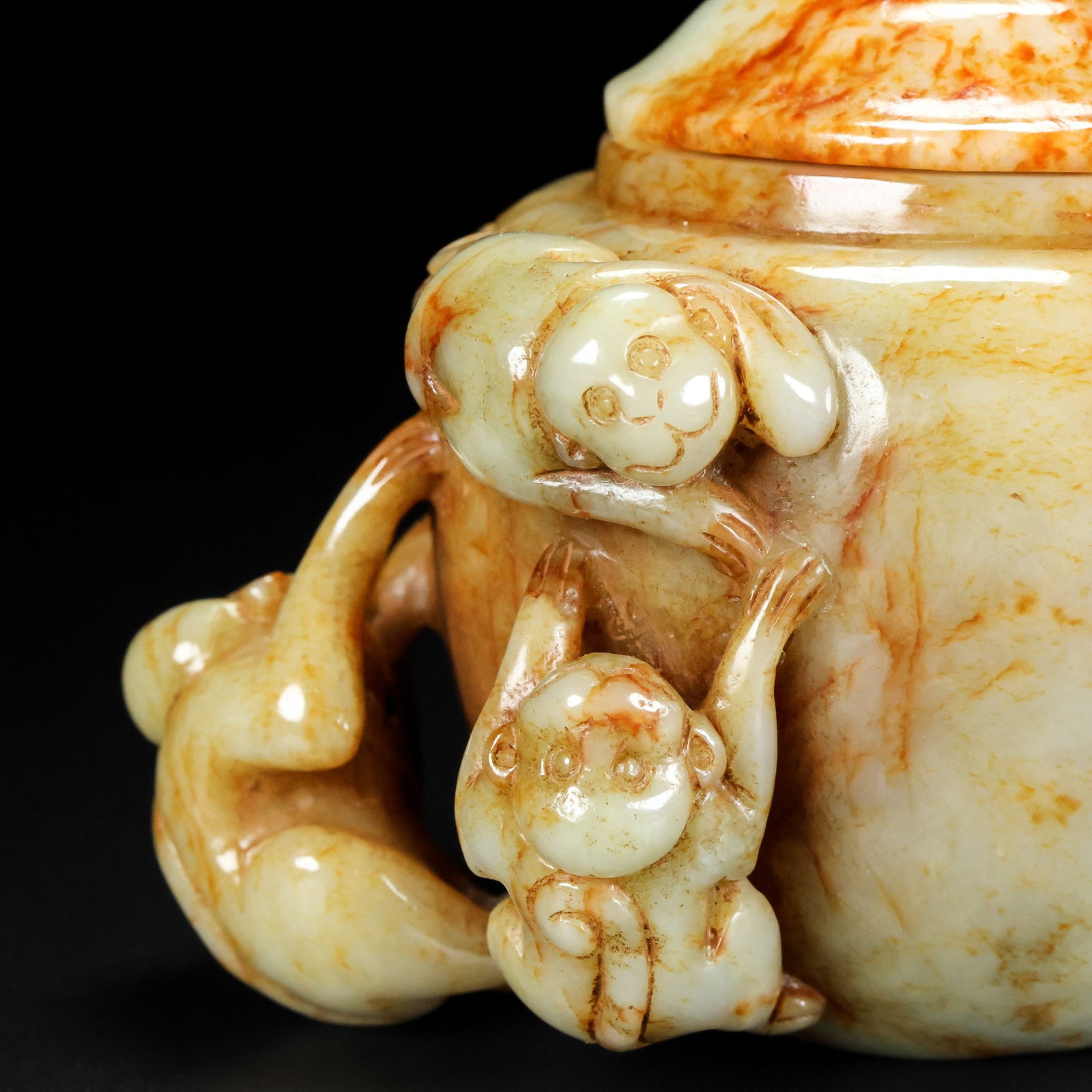 An Exquisite White Jade Monkey Pattern Censer - 7