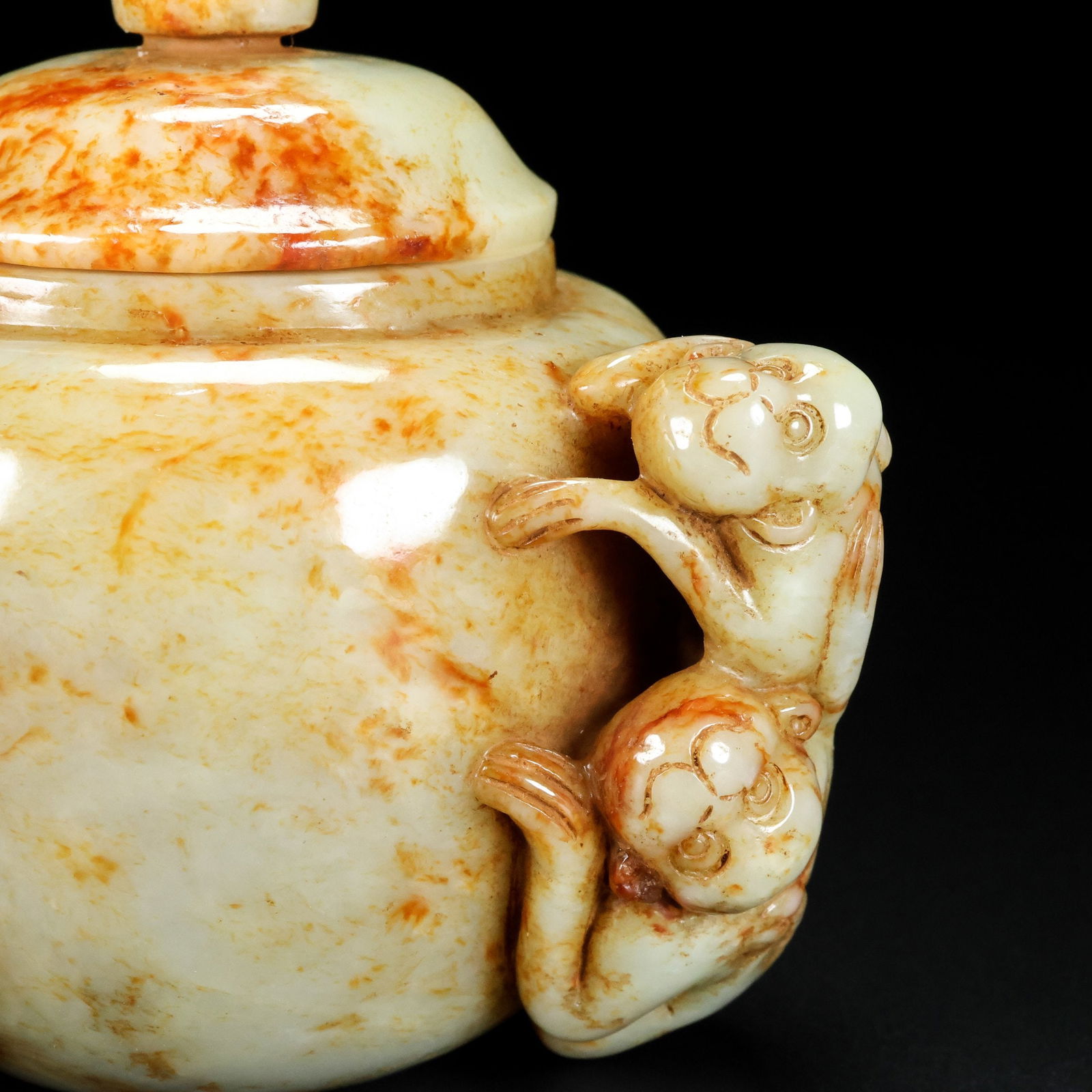 An Exquisite White Jade Monkey Pattern Censer - 8