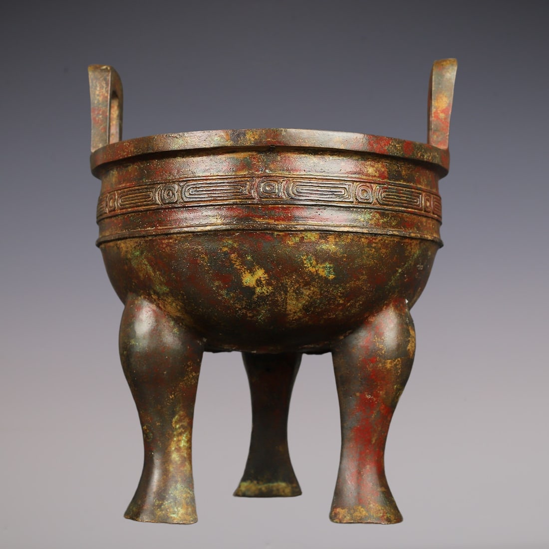 An Exquisite Bronze With Inscription Double-Ears and Tripod Censer (1 of 10)