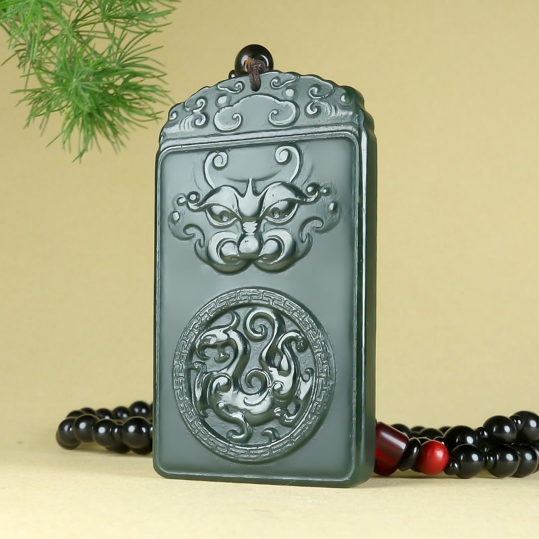 An Exquisite Greenish Jade Auspicious Beast Pendant - 3