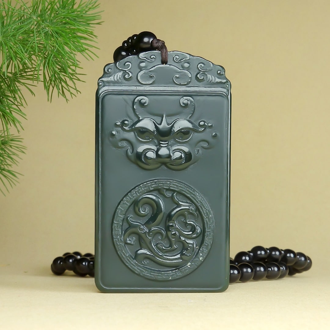 An Exquisite Greenish Jade Auspicious Beast Pendant - 4