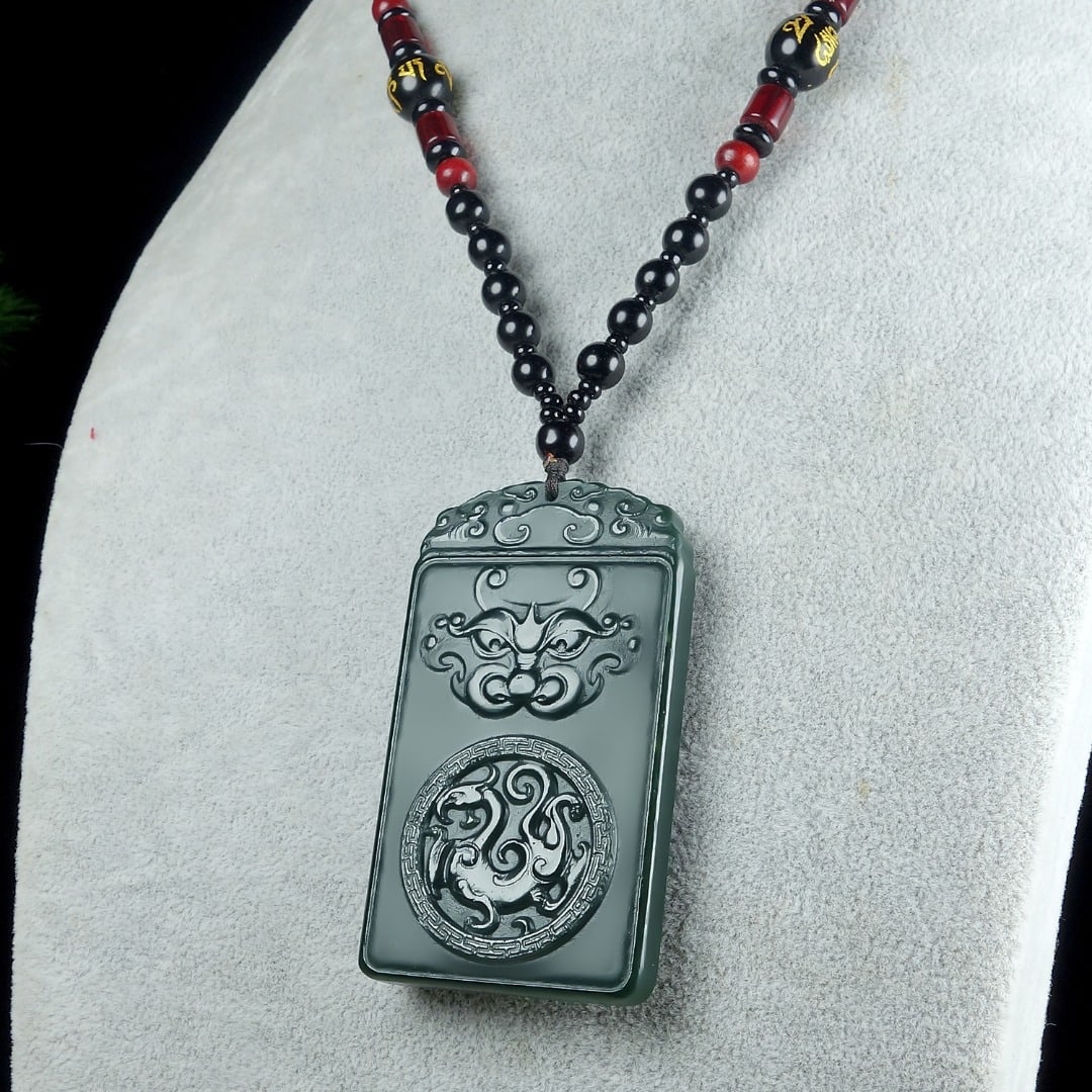 An Exquisite Greenish Jade Auspicious Beast Pendant - 5